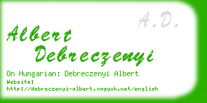 albert debreczenyi business card